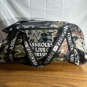 Camouflage A**holes Live Forever Emotional Baggage Duffel Bag Skull